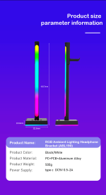 AJAZZ ABL190 RGB Headphone Stand & Light Bar - Image 7