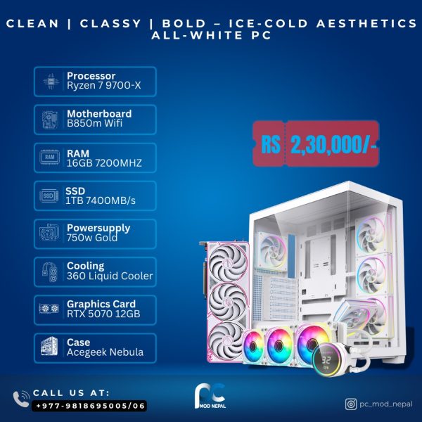 Ryzen 7 9700x with RTX 5070 all white Build