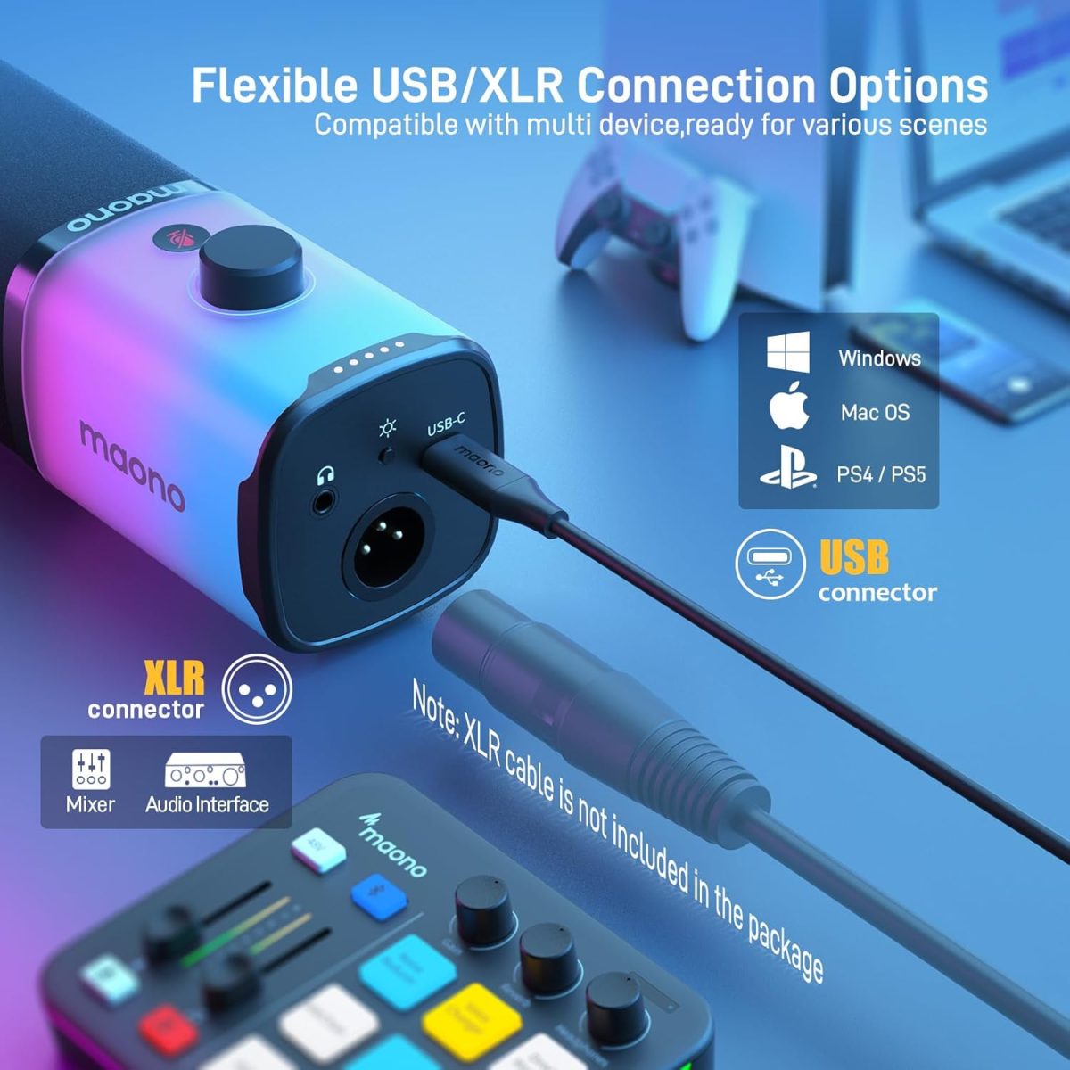 Maono PD100X RGB Mic Set With Boom Arm - Image 4