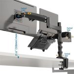 NB North Bayou H180-FP Dual Monitor Mount with Laptop Tray - Image 3