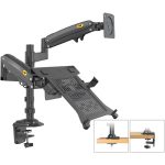 NB North Bayou H180-FP Dual Monitor Mount with Laptop Tray - Image 4